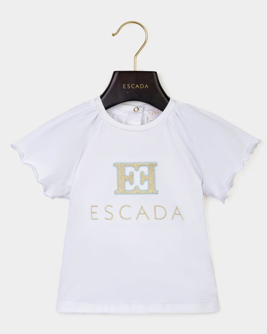 Baby Girls Embroidered Logo T-Shirt in White
