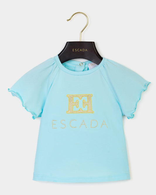 Baby Girls Embroidered Logo T-Shirt in Blue