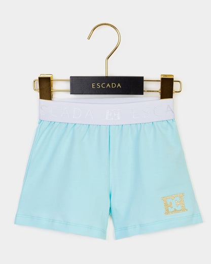 Baby Girls Embroidered Logo Shorts in Blue