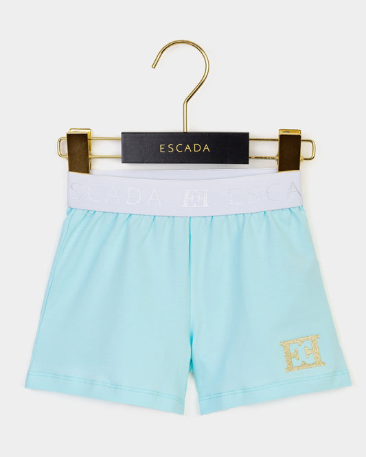 Baby Girls Embroidered Logo Shorts in Blue