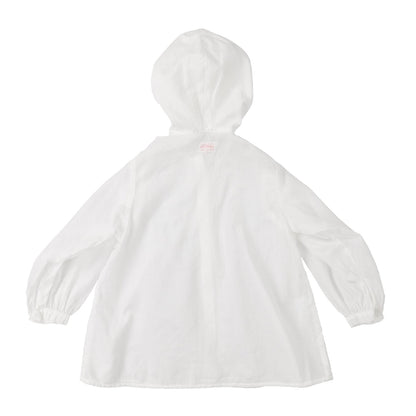 女童白色连帽棉衬衫