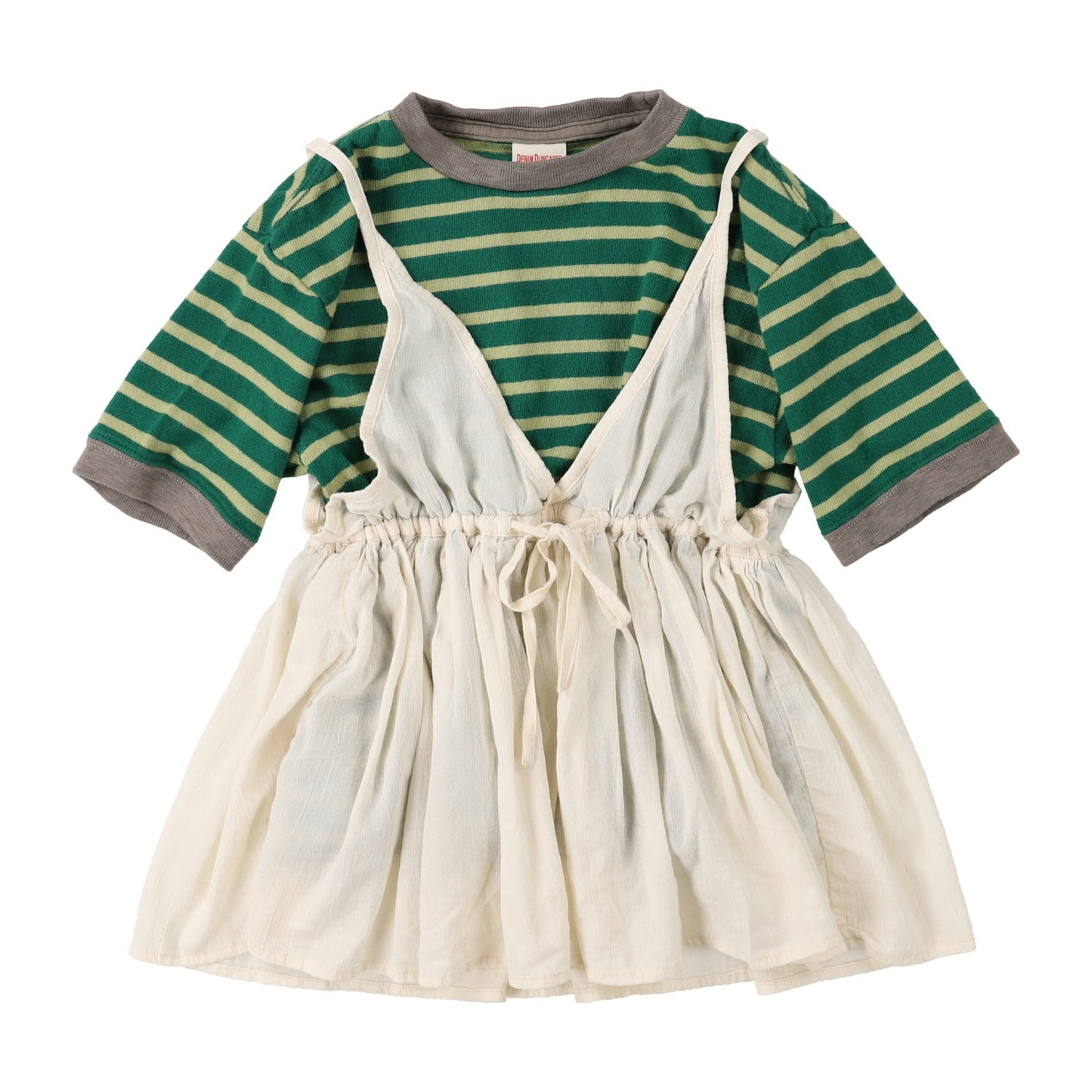 女童绿色条纹棉T恤