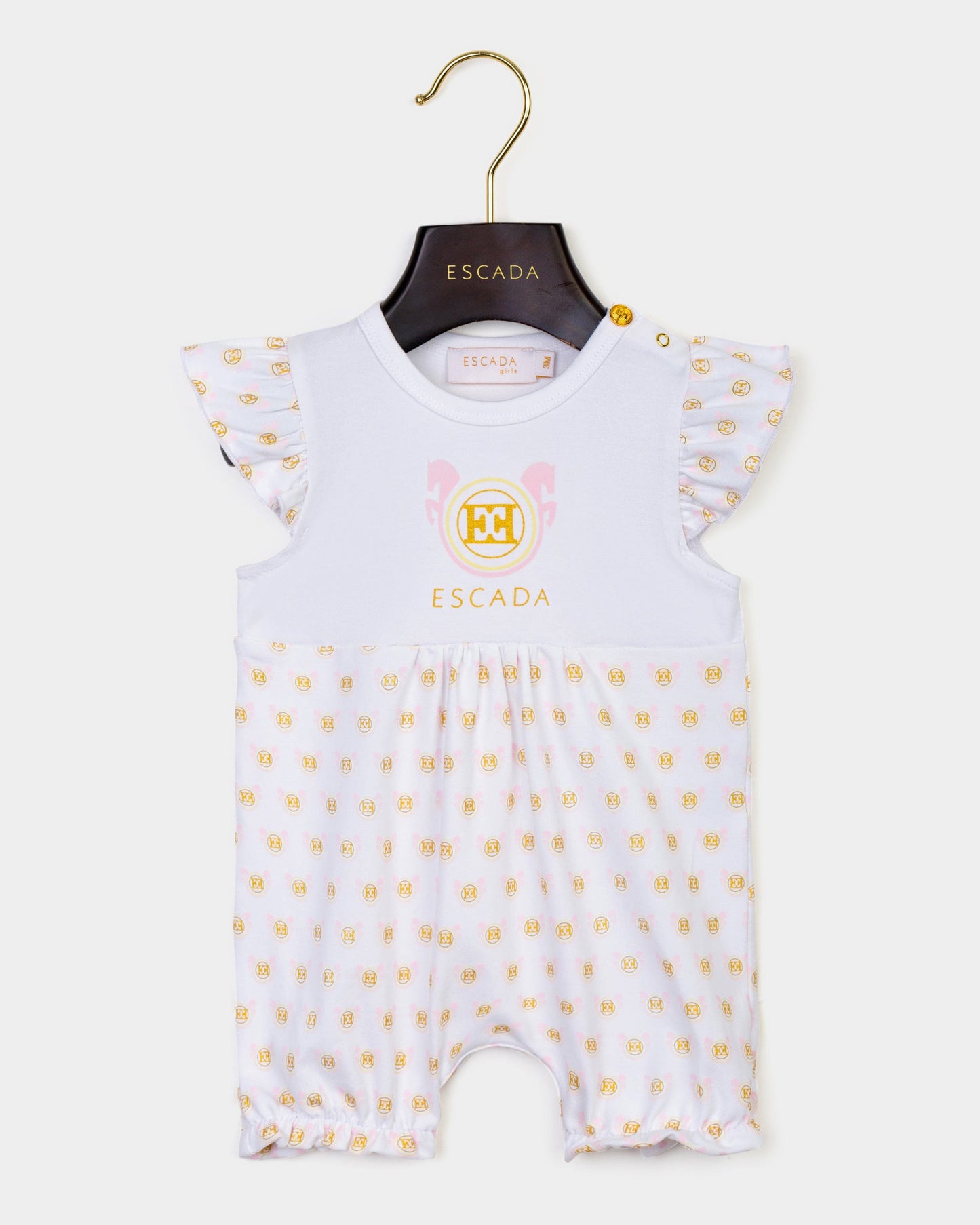 Baby Girls Logo Romper in White