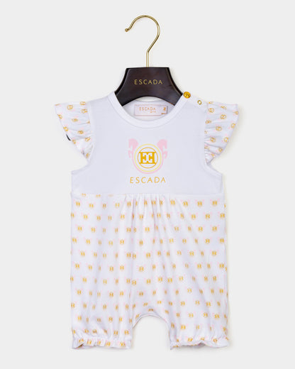Baby Girls Logo Romper in White