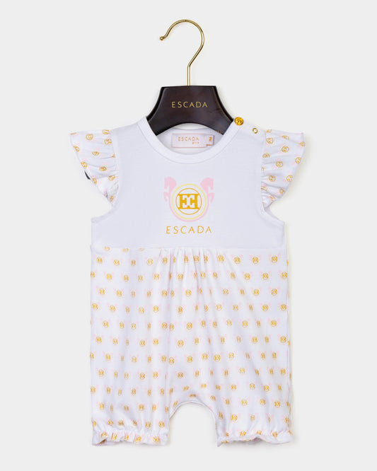 Baby Girls Logo Romper in White
