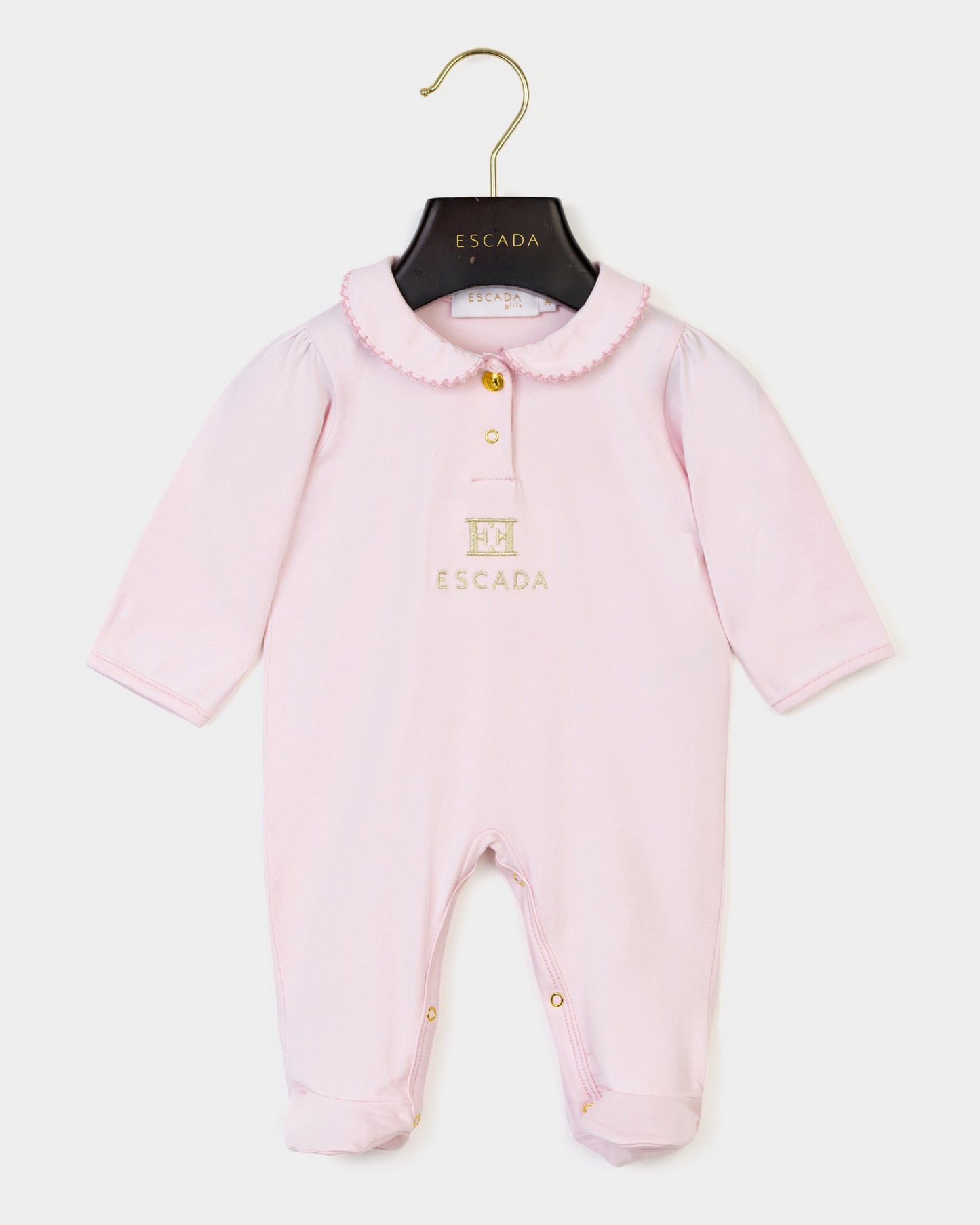 Baby Girls Embroidered Logo Babygrow in Pink