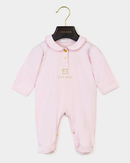 Baby Girls Embroidered Logo Babygrow in Pink