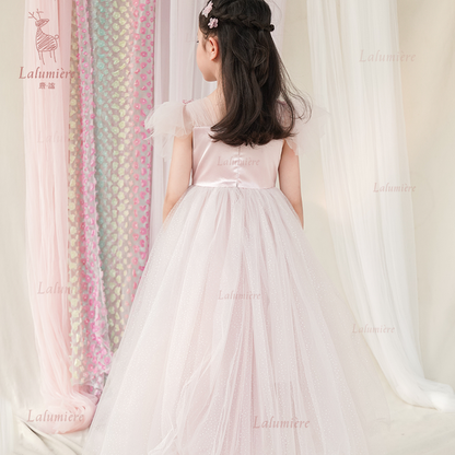 女童粉色花语公主礼服裙