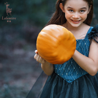 女童牛仔羽毛吊带裙