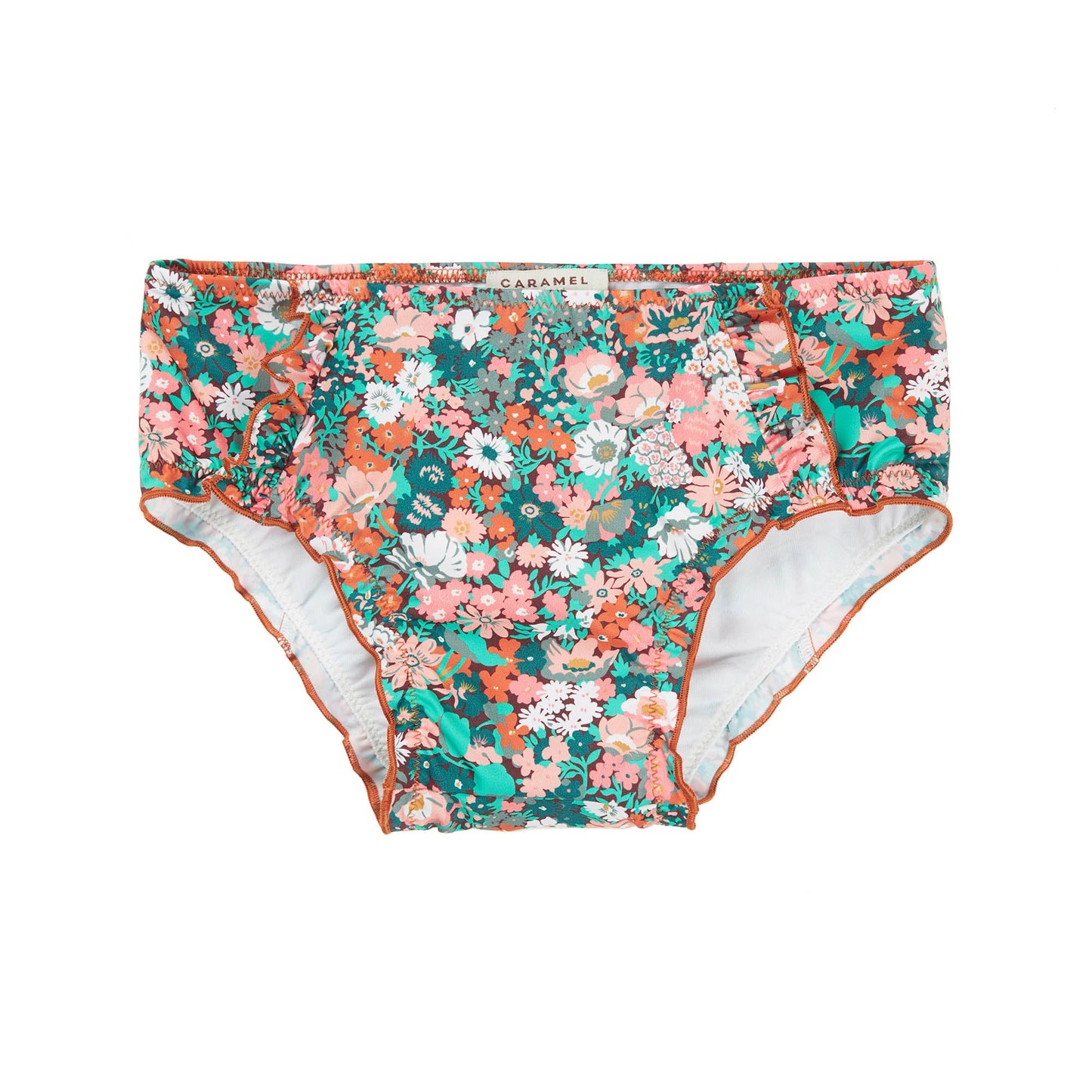 女童绿色碎花泳装