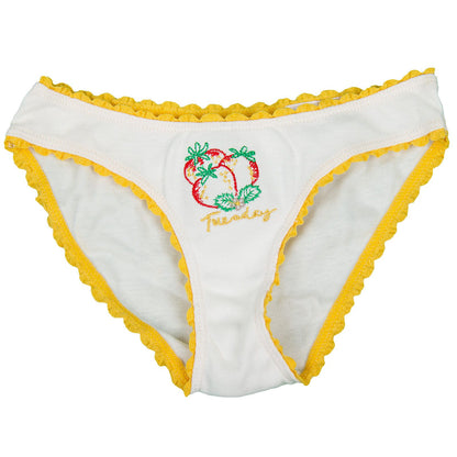 Peonie Girls 7 Pack White Organic Cotton Knickers Gift Set With Fruit Print