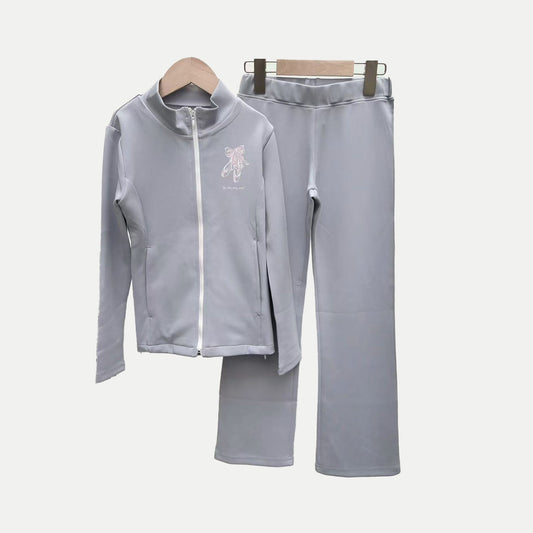 女童浅灰色芭蕾舞套装(op200-B3-Back&Chest/Light Gray)