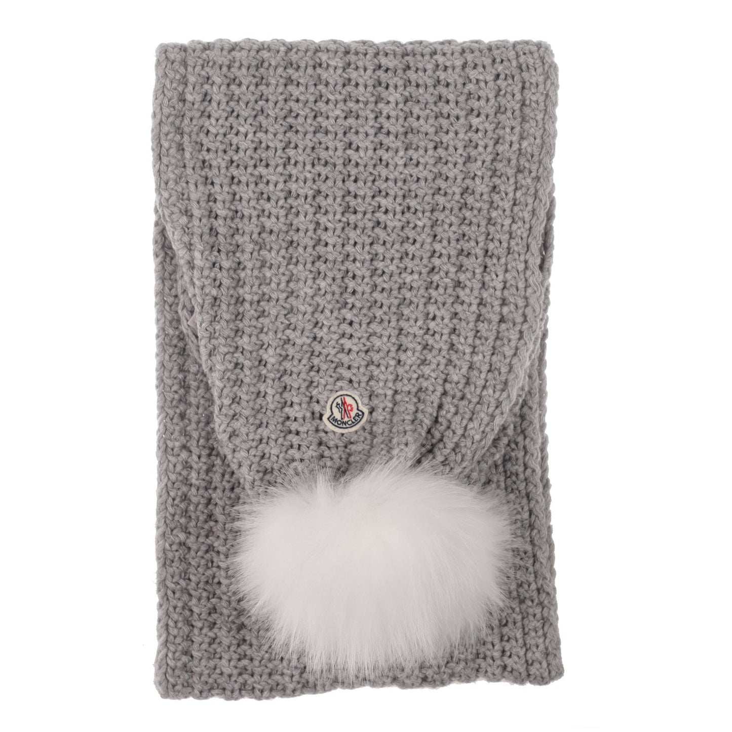 Boys & Girls Grey Wool Scarf With Fur Pom-Pom
