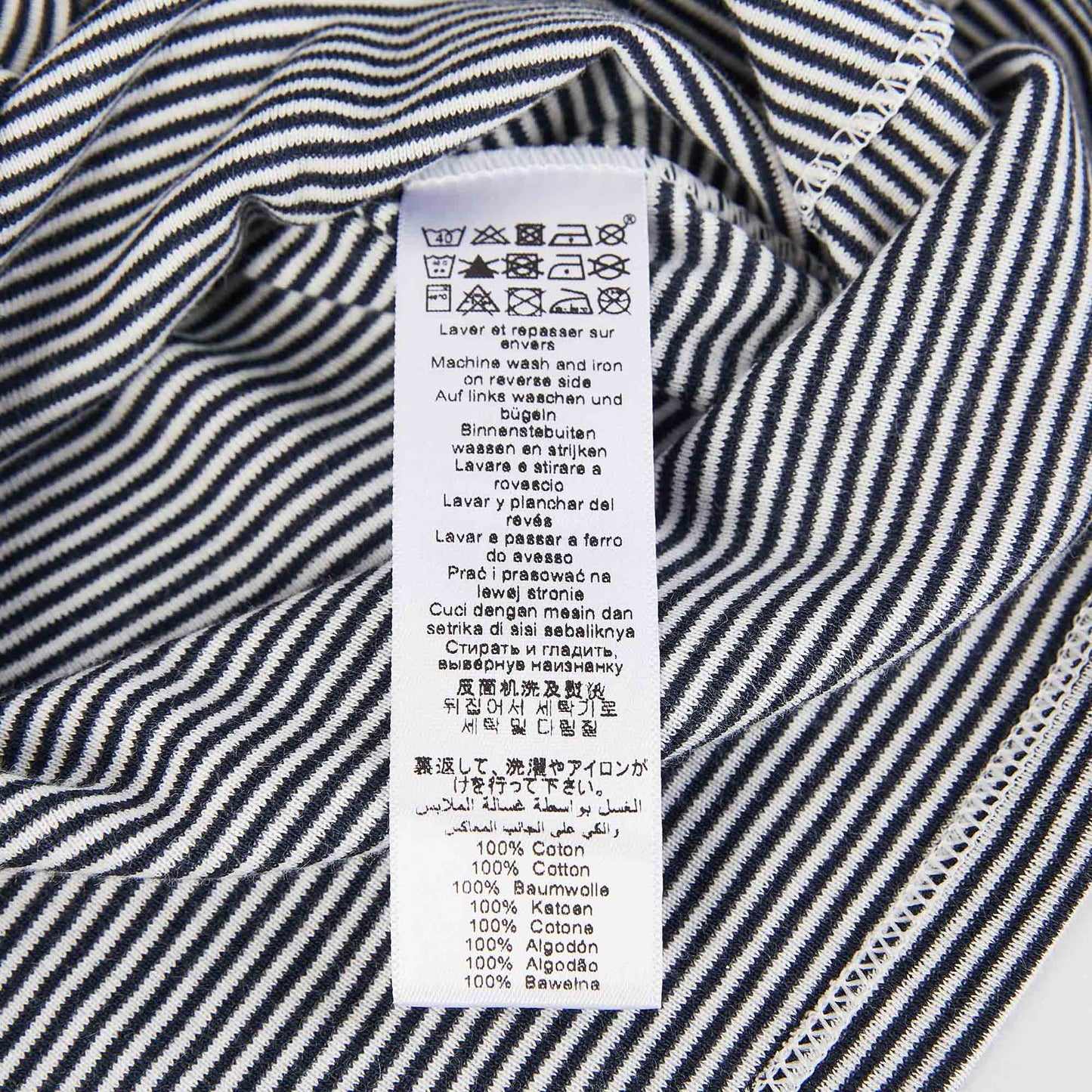 女士黑色条纹棉T恤