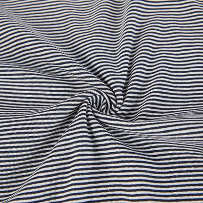 女士黑色条纹棉T恤