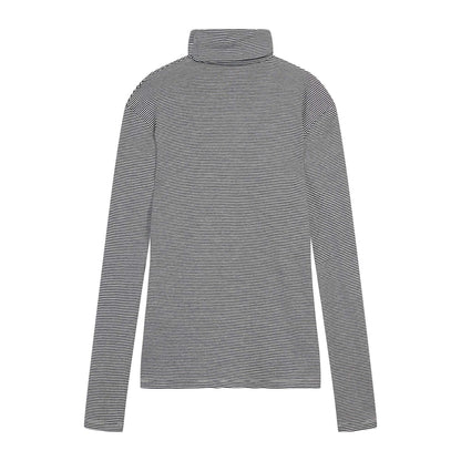 女士黑色条纹棉T恤