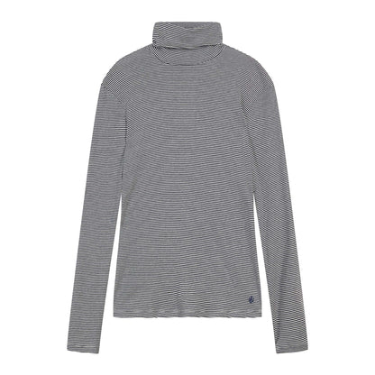 女士黑色条纹棉T恤