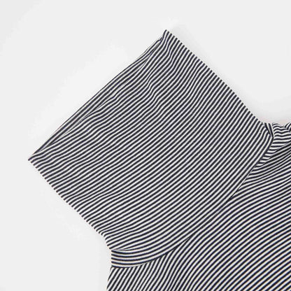 女士黑色条纹棉T恤