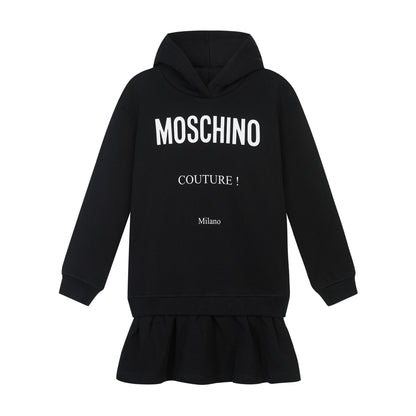 女童黑色Logo棉连衣裙