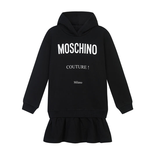 女童黑色Logo棉连衣裙