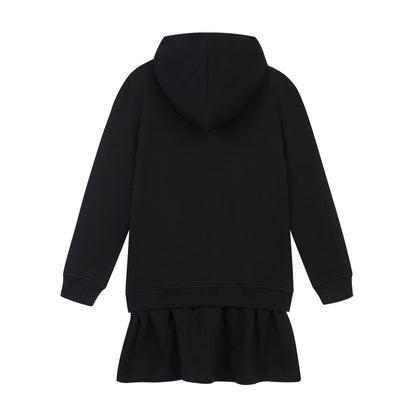 女童黑色Logo棉连衣裙