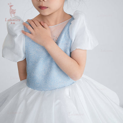 女童奇云提花礼服裙