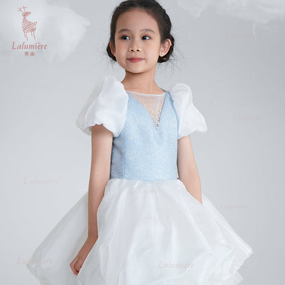 女童奇云提花礼服裙