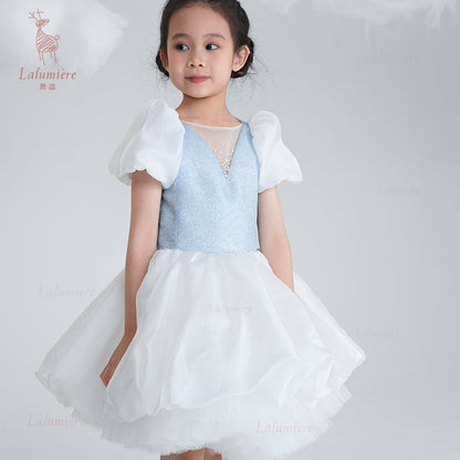 女童奇云提花礼服裙