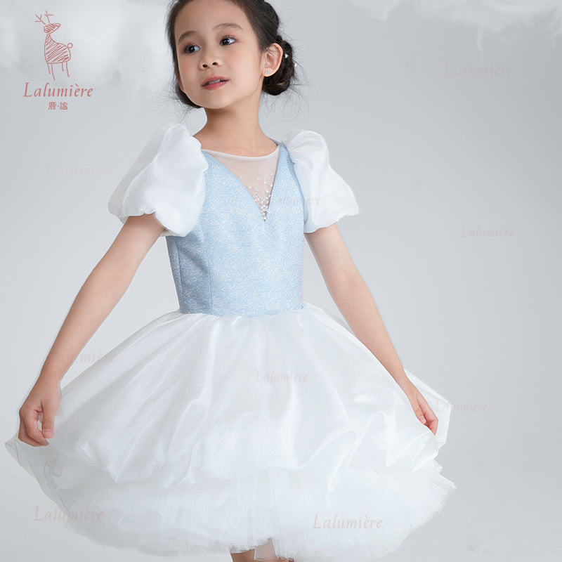 女童奇云提花礼服裙