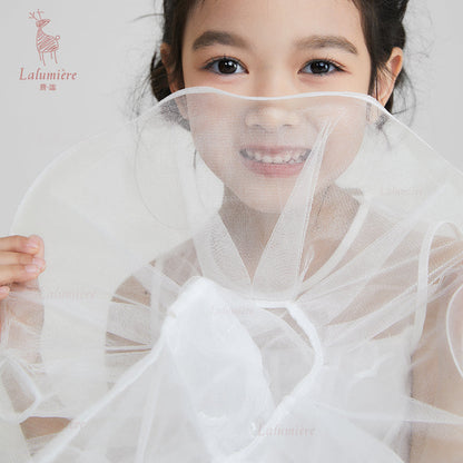 女童白色插片无袖小礼服裙