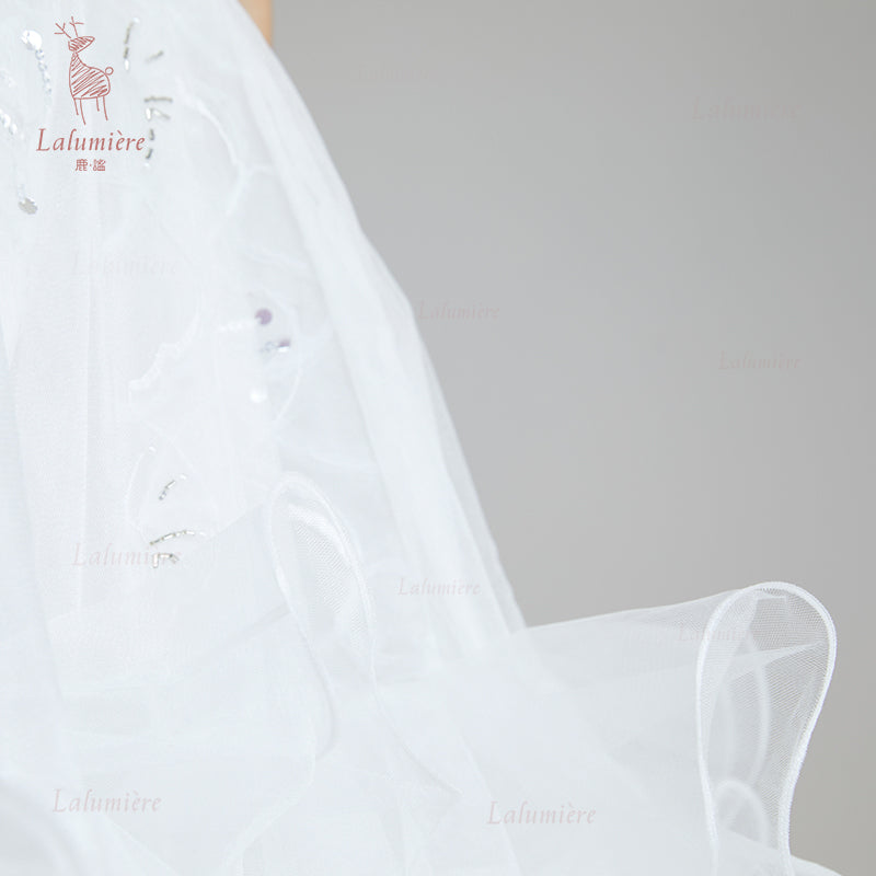 女童白色插片无袖小礼服裙