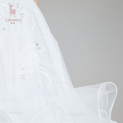 女童白色插片无袖小礼服裙