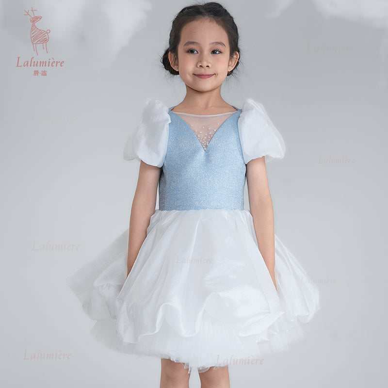 女童奇云提花礼服裙