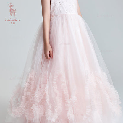 女童樱粉色流光溢彩礼服裙