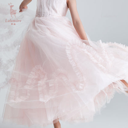 女童樱粉色流光溢彩礼服裙
