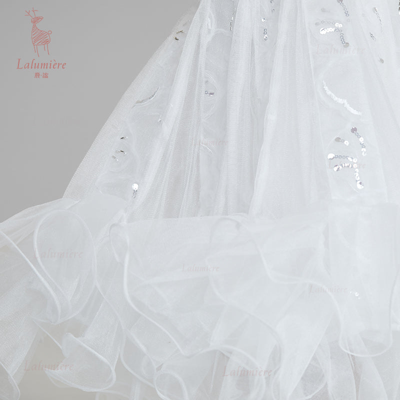 女童白色插片无袖小礼服裙