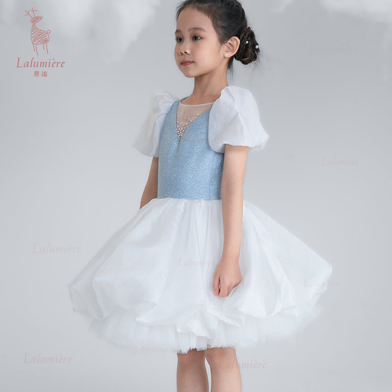 女童奇云提花礼服裙