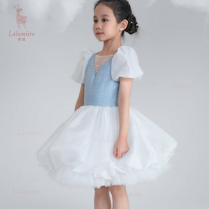 女童奇云提花礼服裙