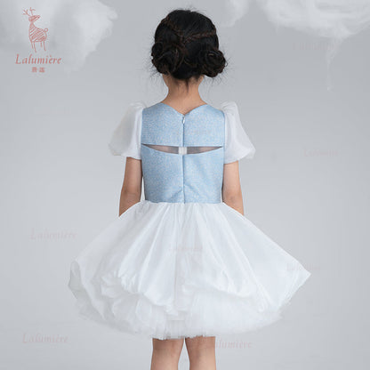 女童奇云提花礼服裙