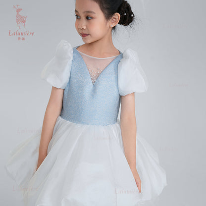 女童奇云提花礼服裙