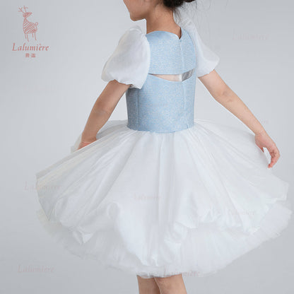 女童奇云提花礼服裙