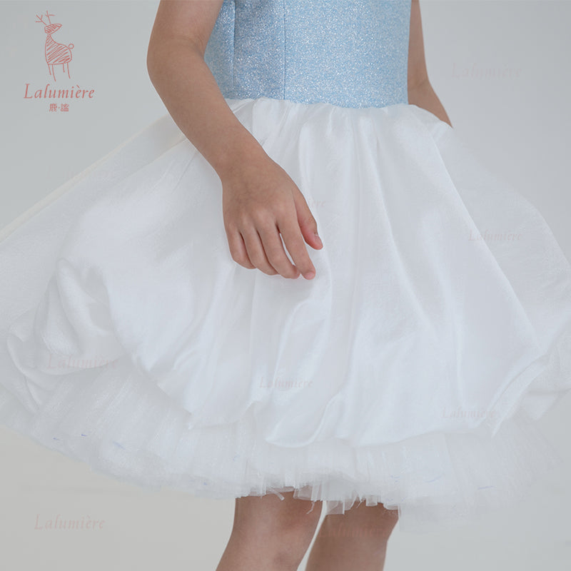 女童奇云提花礼服裙