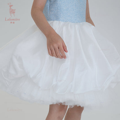 女童奇云提花礼服裙