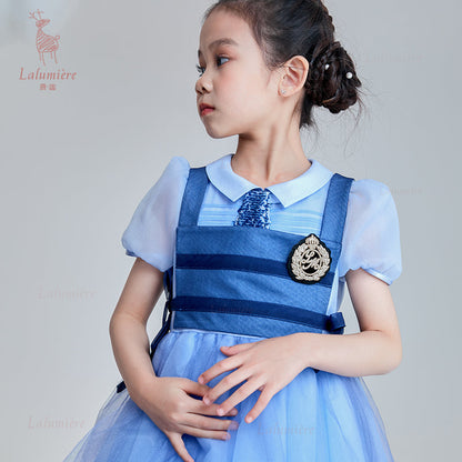 女童蓝色制服公主裙