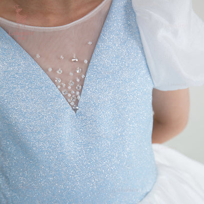 女童奇云提花礼服裙