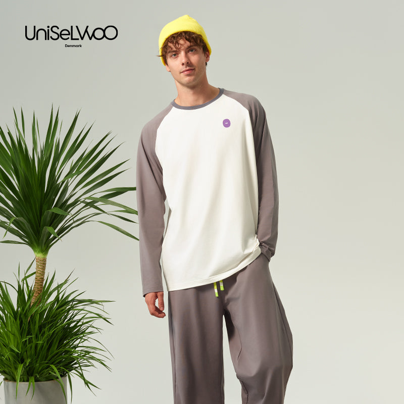 亲子款灰白色噗噗棉插肩长袖T恤