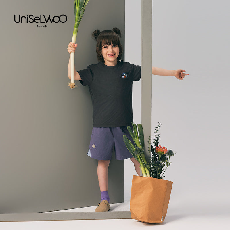 亲子款紫色梭织短裤