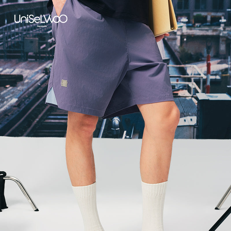 亲子款紫色梭织短裤