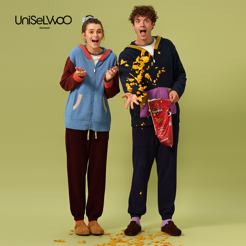 亲子款棕色半边绒长裤