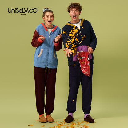 亲子款棕色半边绒长裤